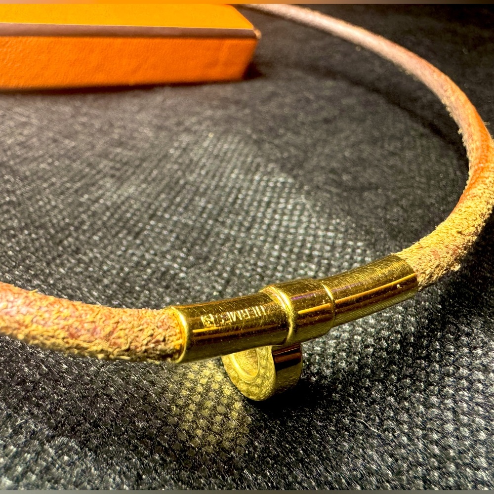 Hermès Kelly Lock Necklace Wrap Bracelet 1980 Vintage Hunter Leather Gold Plated - Picture 10 of 16